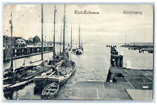 1910 Sailboats Landing River Kiel-Holtenau Kanaleingang Germany Postcard picture