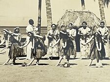 H7 RPPC Photo Postcard Hula  Hawaii Beach Dancing Ukuleles Band Grass Skirt picture