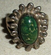 VINTAGE NAVAJO TURQUOISE STERLING SILVER RING UNIQUE DESIGN SIZE 6 vafo picture