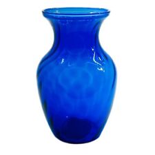 Vintage Indiana Glass Cobalt Blue Flower Vase Swirled Diamond 3D Effect Ohio USA picture