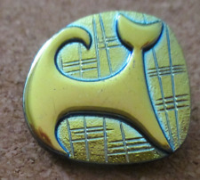 1 - Czech Glass Art Deco Gold Cat and Background on Black Button #25 24.46mm picture