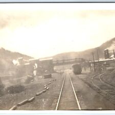 c1920s Mystery Railway RPPC Industry Train Depot Mine? Real Photo Postcard A95 picture