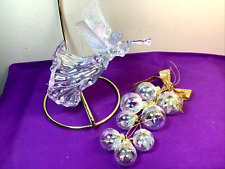 Lot 2 Vintage Clear Large Christmas Ornaments Iridescent Angel     47 picture