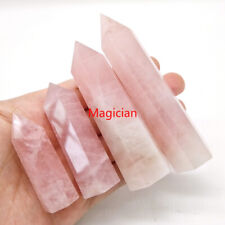 40~90MM Natural Rock Rose Quartz Crystal Point Healing Stone Obelisk Wand 1PC picture