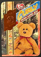 1999 Ty Beanie Babies Curly the brown napped bear Retired Card 315 #/11760 picture