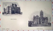 Topeka Kansas High School Court House Postcard 1900s picture