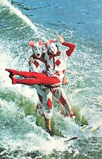 Cypress Gardens Florida, Corky Clown Corkette Aquamaids Water Ski VTG Postcard picture