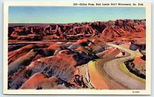 Postcard SD Dillon Pass Band Lands National Monument Linen View Vtg J8 picture