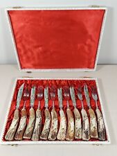 Vintage RARE ANTON Wingen Jr. Solingen Germany Stag Cutlery Set 12pc Knife Fork picture