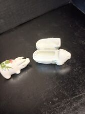 Vintage Hand Painted Mini Porcelain Pair Of Pigs picture