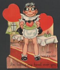 Vintage 3 Rotating Heads or NO HEAD Valentines Card I'm LOSING my HEAD Over YOU picture