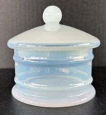 Antique White Opaline Glass Jar 4” With Lid Trinket Box picture