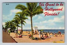 Hollywood FL-Florida, Scenic Greetings, Sunbathing on Beach Vintage Postcard picture