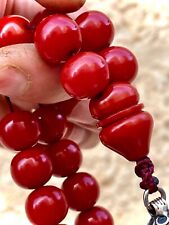 Antique Miscky Red Brown Amber bakelite islamic  prayer 33 beads 109g غالب picture