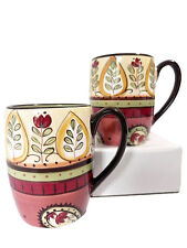 NEW Espana Lifestyle Lexi 16 oz. Coffee Mugs - Set of 2 - Tabletops Hand painted picture