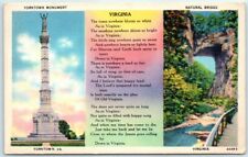Postcard - Yorktown Monument and Natural Bridge - Virginia picture