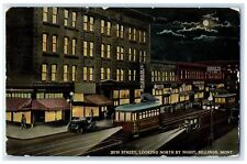 1915 28th Street Looking North By Night Billings Montana MT Moonlight Postcard picture