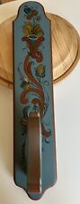 Norwegian Rosemaling Hand Painted Wood Wall Hanging Hook Carved Horse Vintage picture