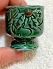 Lefton Christmas Green Holly Ceramic Egg Cup picture