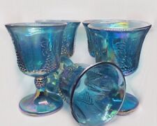 Vintage Indiana Blue Carnival Glass Harvest Grape Goblets Multiple Available picture