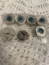 Vintage Silver/Turquoise Button Covers  picture