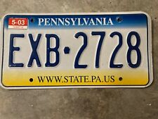 Pennsylvania License Plate EXB 2728 (Exp. May 2003) picture