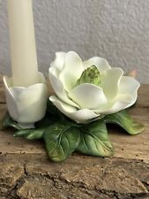 Pair of Magnolia Porcelain Ceramic Candleholders  Blossom Bud 1980’s Never Used picture