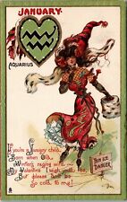 Zodiac AQUARIUS Dwig Tuck Postcard January Lady JA2 picture