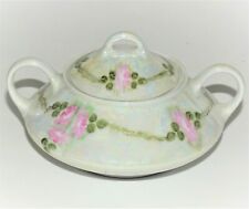 Vintage J & C Bavaria Porcelain Sugar Bowl with Lid Shabby Victorian Roses picture