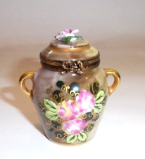 Peint Main Limoges Trinket - Pot Shaped Box  in Ronsard Style picture