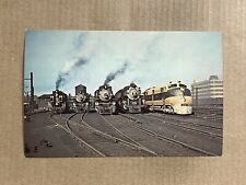 Postcard Seaboard Railroad Steam Diesel Locomotives Trains Washington DC 1946 picture