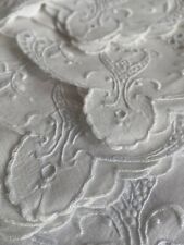 5 Vintage White LINEN Madeira NAPKINS Embroidery Floral SET Scalloped Cutwork picture