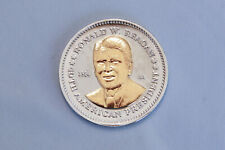 Vintage Commemorative US President Reagan Silver Gold Plate Coin Medal picture