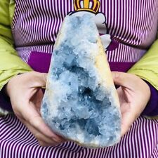 5.83LB Natural Beautiful Blue Celestite Crystal Geode Cave Mineral Specimen 287 picture