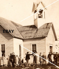 Vintage RPPC Postcard Schoolhouse Or Church Kids Bell picture