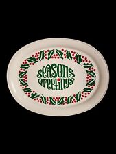 Vintage Fabcraft 11” Christmas Sonic Tin Tray Seasons Greetings Made In USA picture