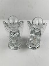 Pair of Biedermann Crystal Glass Angel Candle Holders VINTAGE picture
