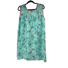 Vintage 60’s Turquoise Floral Smocked Apron picture