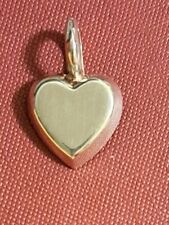 Vtg Sterling Silver LG Fancy 1970's 2 Sided Heart Charm Pendant for Necklace  picture