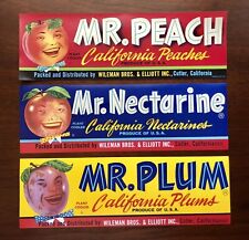 NOS Authentic Vintage Anthropomorphic Fruit Crate Label Lot of 3 picture