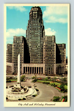Buffalo NY-New York, The City Hall And McKinley Monument, Vintage Postcard picture