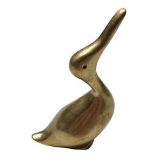 Vintage Brass Duck Figure Figurine Raised Head  4.5” picture