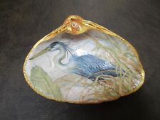 Decoupaged Seashell   Blue Heron   Trinket Holder or Natural Decor picture