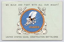 1940s~WWII Era~SeabeesUS Naval Construction Battalions~Logo~Vintage Postcard picture