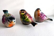 Set of 3 Turkish Multicolor Hand-Painted Metallic Polyester Resin Birds picture