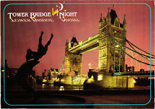 Tower Bridge by Night London Postcard Posted Princess Diana Stamp 1994 picture