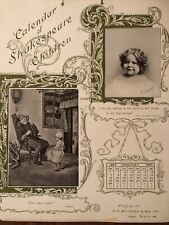 Antique 1897 CALENDAR OF SHAKESPEARE CHILDREN Victorian Pictures & Play Quotes picture