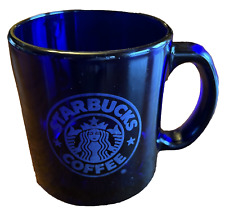 starbucks cobalt blue glass Mermaid logo Coffee Mug. Made In USA picture