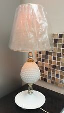 Vintage Retro Milk Glass Hobnail Lamp & New Linen Light Shade picture