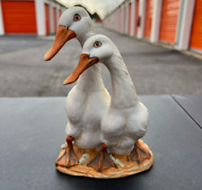 Vintage TAIWAN ROC Bisque Porcelain Figurine of Two White Geese.  G12  picture